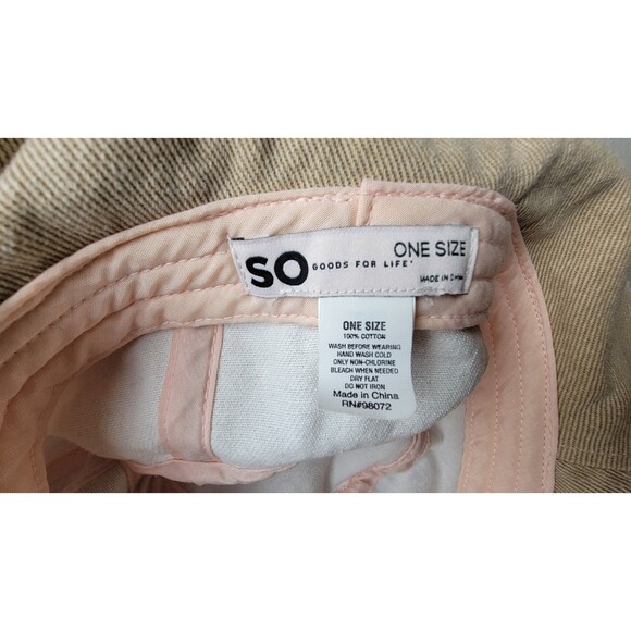 Patchwork Bucket Hat SO Goods For Life Frayed Brim 100% Cotton OS Y2K 90s Retro - Picture 2 of 3